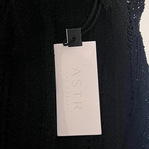 NWT ASTR The Label Women's Black Wrap Front Pointelle Sweater Size M - Picture 9 of 10